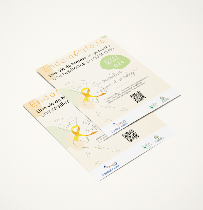 Affiche et flyer pour la journée de conférences et d’ateliers sur l’endométriose