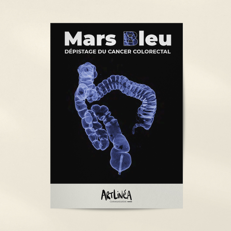 Affiche Mars Bleu, dépistage du cancer colorectal